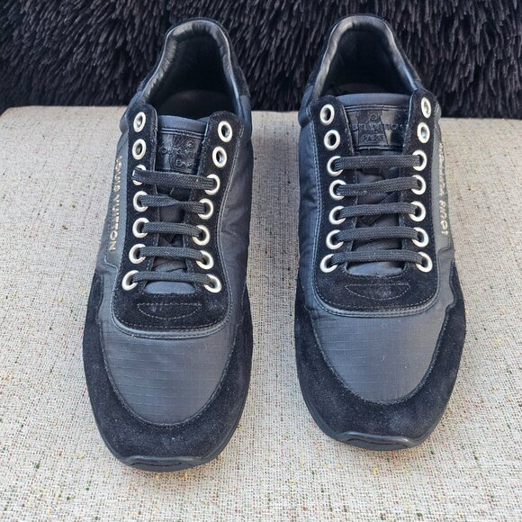 Louis Vuitton Men Sneaker Lace Up Shoes Black Suede/Fabric Upper Made in Italy 8 - Picture 2 of 12